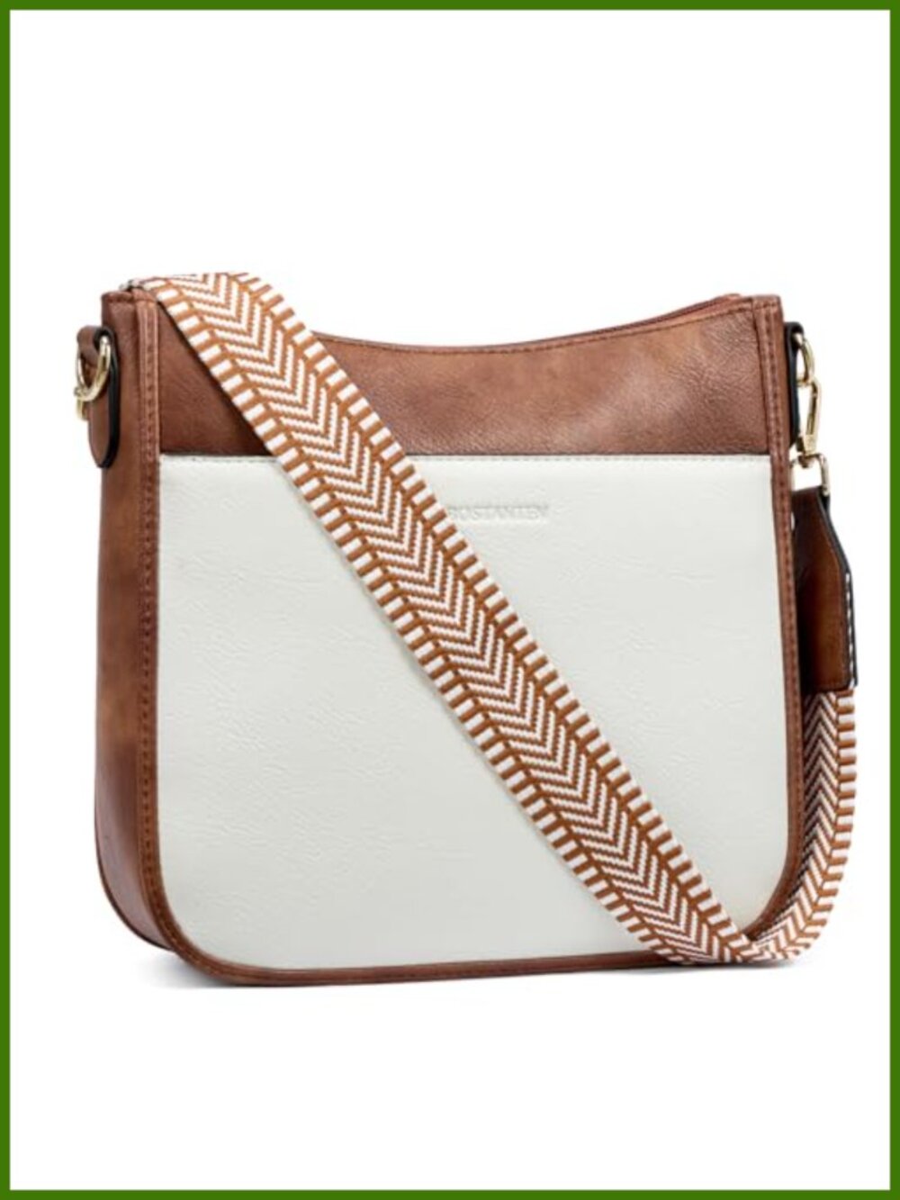 Vegan Leather Crossbody Hobo Bag with Wide Guitar Strap